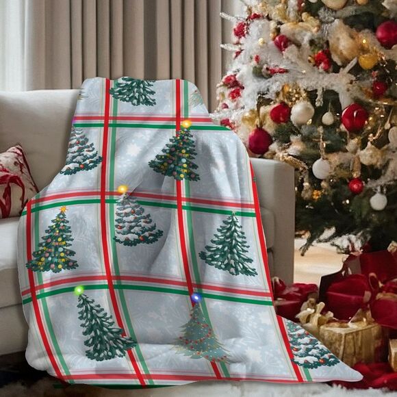 LED Christmas Tree Throw Blanket Soft Cozy Holiday Decor 3 Lighting Modes New - Picture 4 of 8